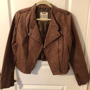 BB Dakota Brown Leather Moto Jacket